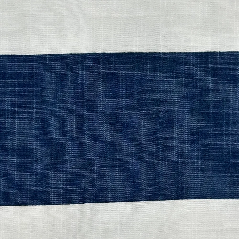 Pottery Barn Kids Rugby Blue White Stripe Orange Trim Curtain Panel 50 X 96